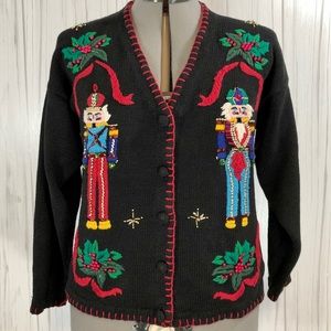 Vintage Grandma’s Christmas Sweater Cardigan Holly